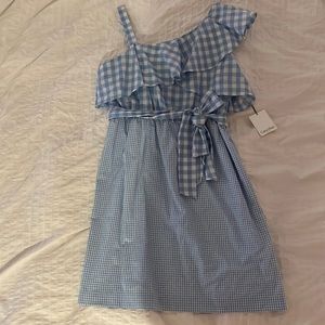 Calvin Klein Blue Gingham Side Dress